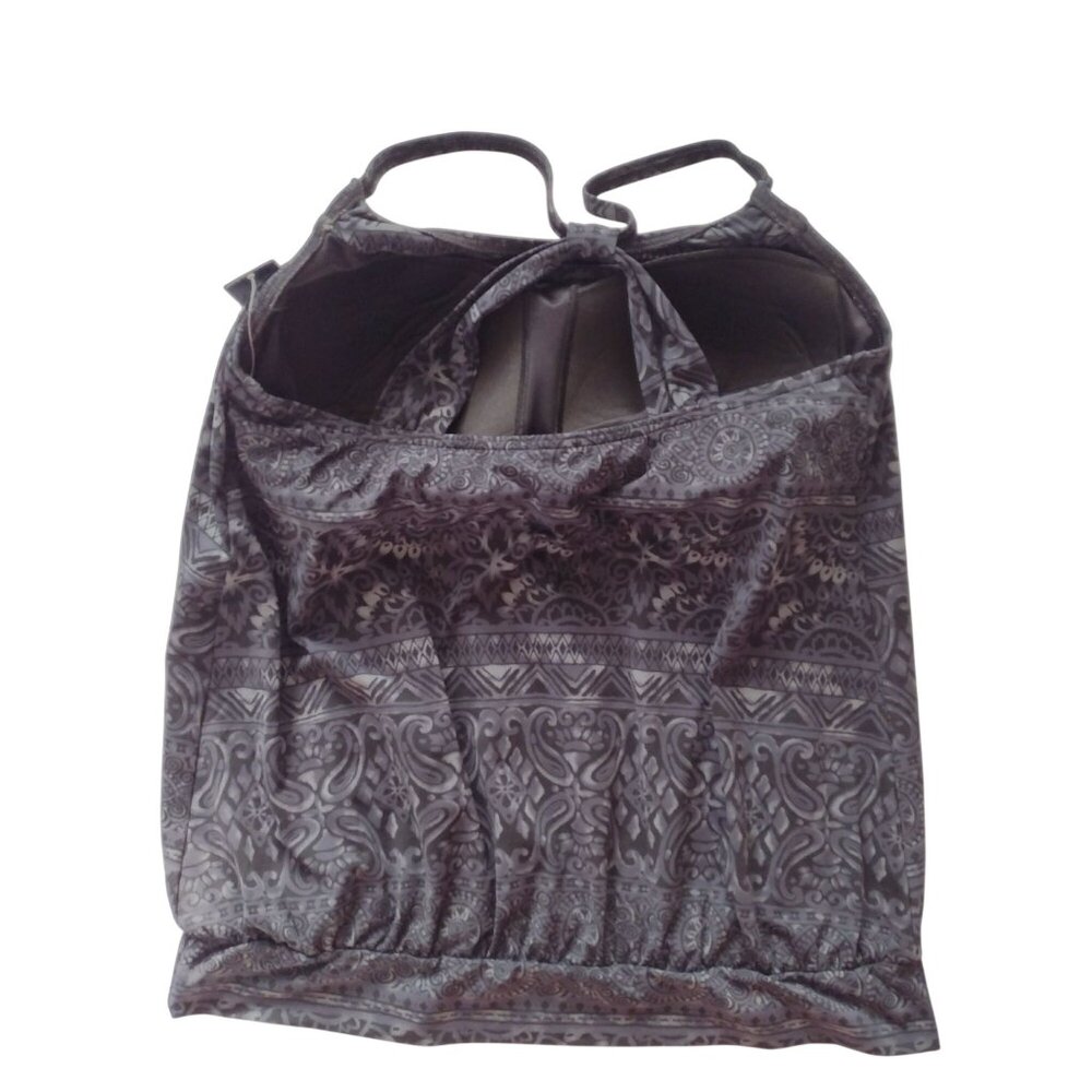 Lands End Tankini Top 12 NEW UPF 50 Relaxed Fit Gray Print Swimwear w Coverage - Picture 5 of 9